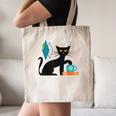 Cat Midcentury With Book And Coffee Atomic Age Mid Century Canvas Tote Bag