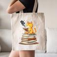 Cat Reading Books Canvas Tote Bag
