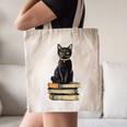 Cat Sitting On Books Canvas Tote Bag