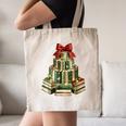 Christmas Book Tree Coquette Bow Xmas Reading Librarian Girl Canvas Tote Bag
