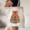 Coquette Christmas Book Tree Xmas Lights Librarian Teacher Canvas Tote Bag