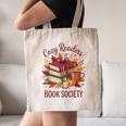 Cozy Readers Book Society Fall Autumn Floral Pumpkin Season Canvas Tote Bag
