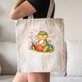 Crocodile Reading Book Watercolor Flowers Kids Canvas Tote Bag