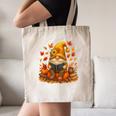 Cute Autumn Gnome Reading Pumpkin Book Lover Canvas Tote Bag