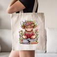 Cute Baby Highland Cow With Reading Book Bookworm Canvas Tote Bag