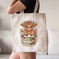 Cute Baby Highland Cow Reading Book Librarian Bookworm Canvas Tote Bag Cute Baby Highland Cow Reading Book Librarian Bookworm Canvas Tote Bag