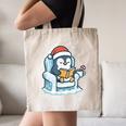 Cute Christmas Penguin Reading Book Cozy Winter Holiday Art Canvas Tote Bag