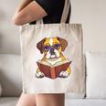 Cute Dog Boxer Reading Book Canvas Tote Bag