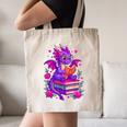 Cute Dragon Reading Books Bookworm Canvas Tote Bag