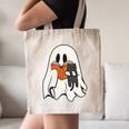 Cute Ghost Cat Reading Book Spooky Season Halloween Costume Canvas Tote Bag Cute Ghost Cat Reading Book Spooky Season Halloween Costume Canvas Tote Bag