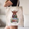 Cute Highland Cow With Book Floral Bookworm Librarian Book Canvas Tote Bag Cute Highland Cow With Book Floral Bookworm Librarian Book Canvas Tote Bag
