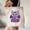 Cute Pastel Goth Bat Reading Book Canvas Tote Bag Cute Pastel Goth Bat Reading Book Canvas Tote Bag