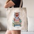 Cute Tiger With Book Floral Bookworm Librarian Book Lover Canvas Tote Bag