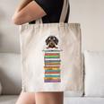 Cute Wiener Dog Dachshund Reading On Pile Of Books Canvas Tote Bag