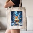 Deer Reads Book Women Girls Reindeer Canvas Tote Bag