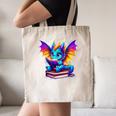 Dragon Reading a Book Bookworm Book Canvas Tote Bag