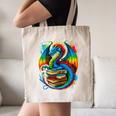 Dragon Reading Colorful Fantasy Book Lover Canvas Tote Bag