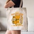 Easily Distracted By Cats And Books Cute Cat Book Lover Canvas Tote Bag