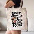 Easily Distracted By Cats And Books Lovers Reading Canvas Tote Bag