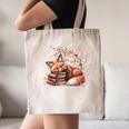 Fox And Book Lover Graphic For Women And Spring Pink Flower Canvas Tote Bag