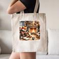 Fox Reads By Fireplace In Cabin Rustic Book Cozy Cup Tea Canvas Tote Bag