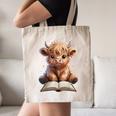 Highland Cow Reading Book Bookworm Canvas Tote Bag Highland Cow Reading Book Bookworm Canvas Tote Bag