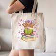 Highland Cow Reading Book Floral Bookworm Canvas Tote Bag