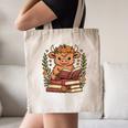 Highland Cow Reading Book Graphic Cow With Book Floral Canvas Tote Bag
