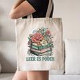 Leer ES Poder Cute Floral Spanish Teacher Book Reading Canvas Tote Bag