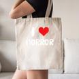 I Love Horror Heart Movies TV Show Books Writing Read Canvas Tote Bag