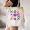 Mardi Gras Teacher Coquette Bow Pencil Apple Book Women Girl Canvas Tote Bag