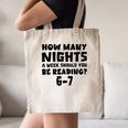 How Many Nights A Week Should You Be Reading 6-7 Book Lover Canvas Tote Bag How Many Nights A Week Should You Be Reading 6-7 Book Lover Canvas Tote Bag