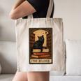 The Reader Cat Book Reading Halloween Tarot Card Canvas Tote Bag