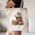 Reading Cat Book Lover Canvas Tote Bag