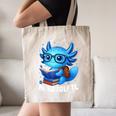 Readsolotl Blue Kawaii Axolotl Book Lover Reading Canvas Tote Bag