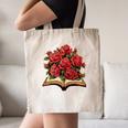 Red Roses Flowers Book Floral Canvas Tote Bag