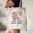 Retro Cowgirl ReadingTee Saddle Up With A Good Book Western Canvas Tote Bag