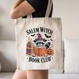 Salem WItch Book Club Halloween Raccoon Witch Reading Book Canvas Tote Bag