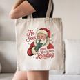 He Sees What You'Ve Been Reading Bookish Christmas Humor Canvas Tote Bag