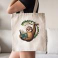 Sloth Reading a Book Lazy Sloth Bookworm Canvas Tote Bag