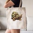Sulcata Tortoise Reading A Book Canvas Tote Bag