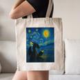 Van Gogh Starry Night Fantasy Reader Dragon Reading Book Canvas Tote Bag