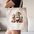 Vintage Cute Gnome Reading Book Coffee Latte Men Women Kids Canvas Tote Bag