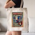 Vintage Style Read Books Lift Weights Fight Fascists Retro Canvas Tote Bag Vintage Style Read Books Lift Weights Fight Fascists Retro Canvas Tote Bag