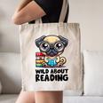 Wild About Reading Book Lover Pug Dog Canvas Tote Bag