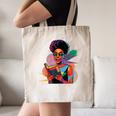 Woman Reading Book Lover Geometric Girl Afro History Canvas Tote Bag