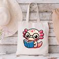 Adorable Book Lover Axolotl With Reading Glasses Cute Canvas Tote Bag