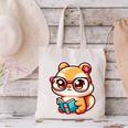 Adorable Book Lover Chipmunk With Reading Glasses Cute Premium Canvas Tote Bag