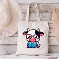 Adorable Book Lover Cow With Reading Glasses Cute Canvas Tote Bag Adorable Book Lover Cow With Reading Glasses Cute Canvas Tote Bag