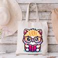Adorable Book Lover Persian Cat With Reading Glasses Cute Canvas Tote Bag